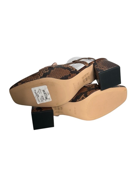 J.CREW Layne Brown Snake-Print Embossed Slingback Block Heel Loafers Size 10 - Picture 8 of 10